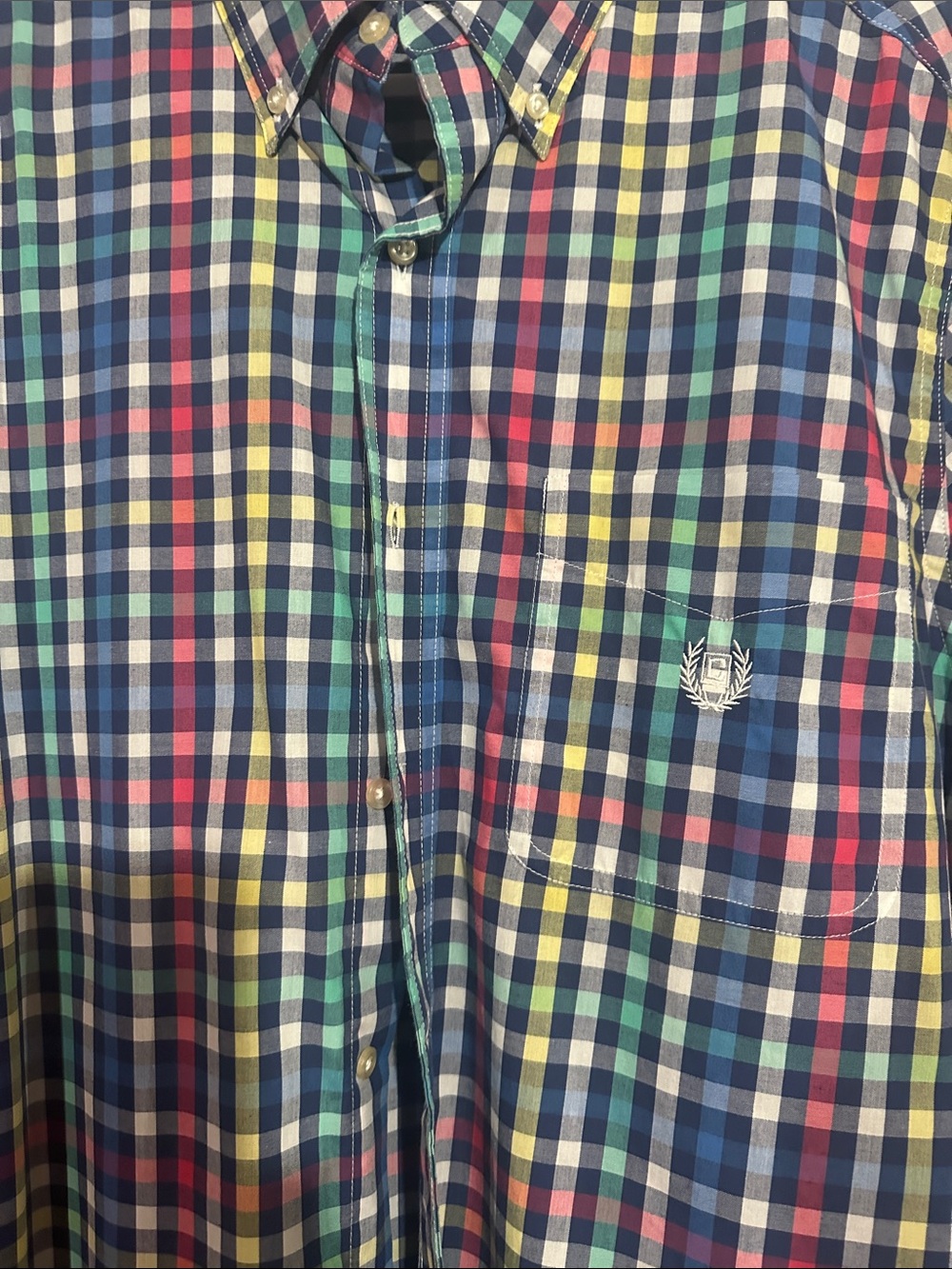 Chaps Men's Multicolor Plaid Button-Down Shirt - Blue, Green, Red, Yellow - Picture 2 of 5